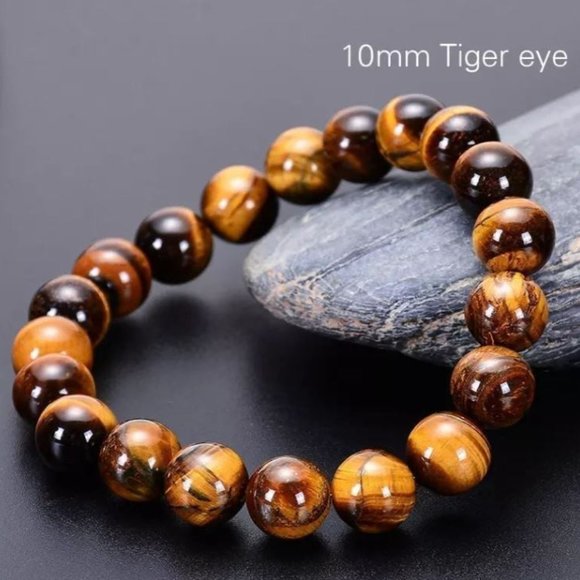 10mm Tiger Eyes Round Stretch Bracelet - Picture 2 of 8